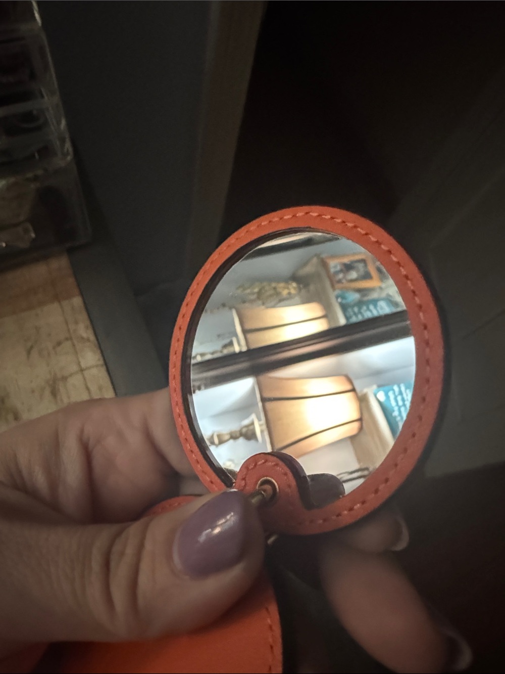 Coach Orange and Gold Leather mirror  Keyring - Picture 5 of 6